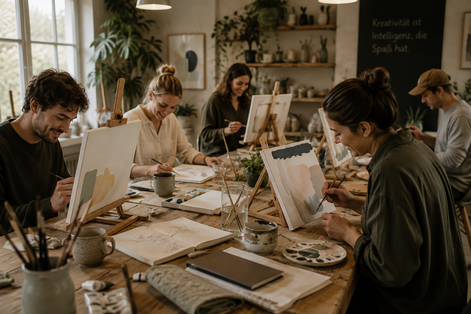 Gemeinsames Malen im Atelier
